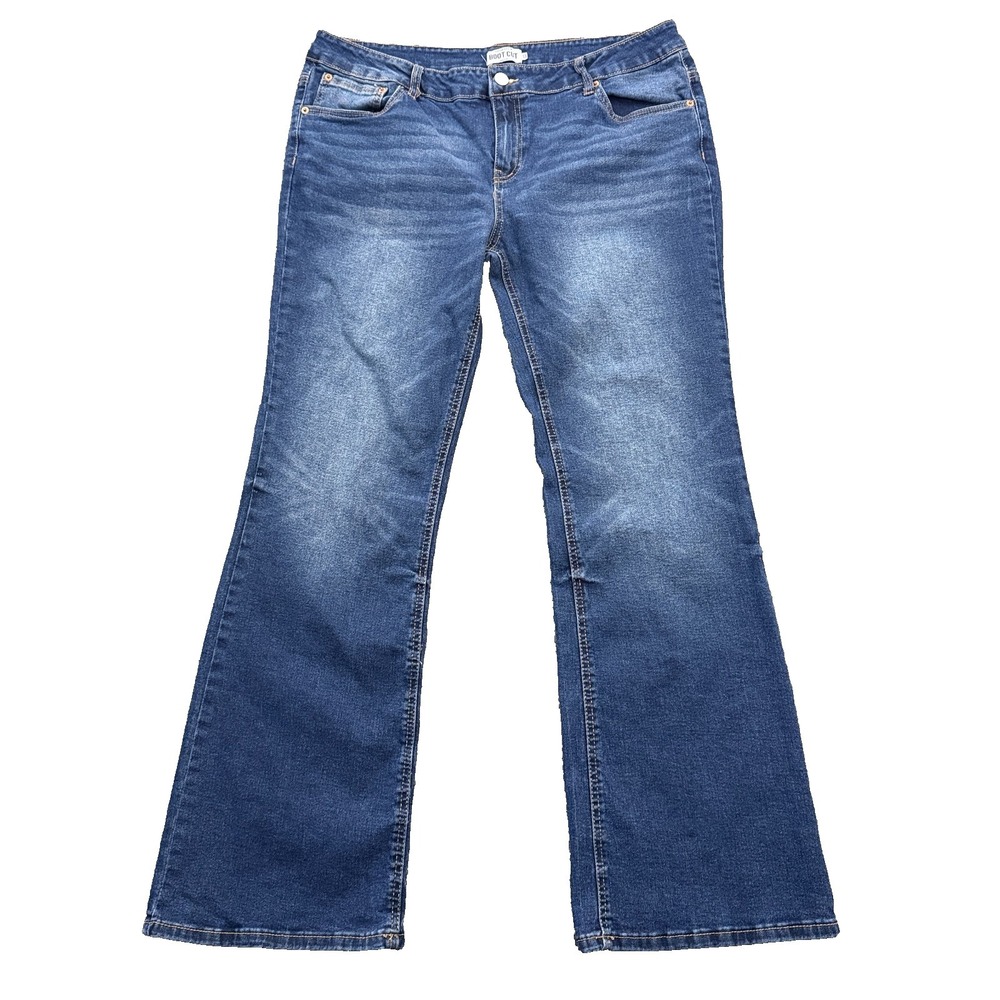 Refuge Denim Boot Cut Jeans Womens Size 13 Dark Wash Stretch Mid Rise Blue Denim